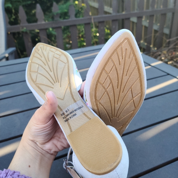 Qupid Blue Embroidered Floral D'Orsay Flats - Picture 3 of 4